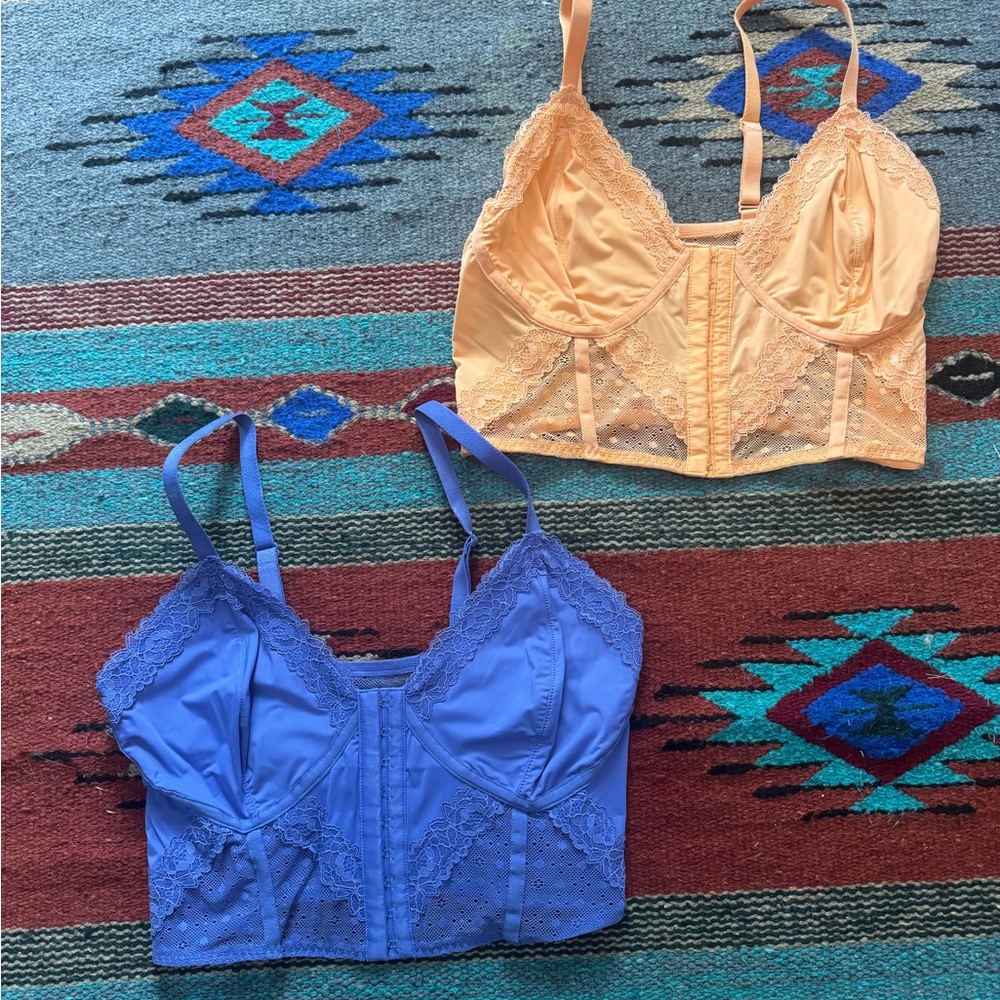 Lace Bralette Tops in Blue and Peach
